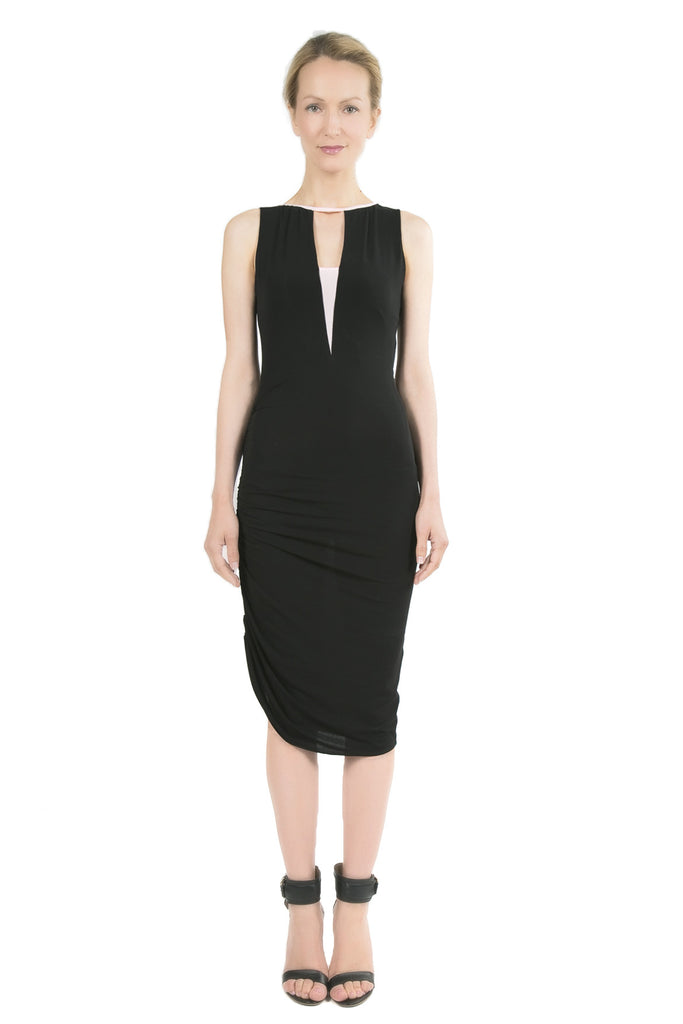Gia Convertible Elegant Cocktail Dress with Adjustable Hemline C10064_BLKZ_Look1_Fr_style3