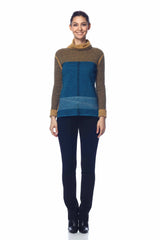 Izolda Reversible Turtle Neck Pullover - Camel/Blue S10060_CMLZ_look1_fr_zoom_style1