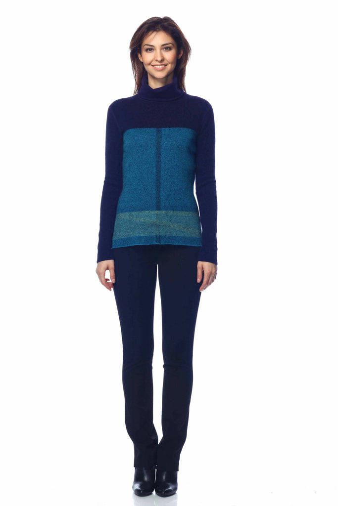 Izolda Reversible Turtle Neck Pullover - Navy/Blue S10060_NVYZ_look1_fr_zoom_style1