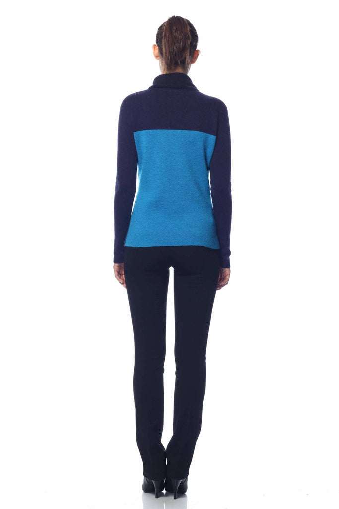 Izolda Reversible Turtle Neck Pullover - Navy/Blue S10060_NVYZ_look2_fr_zoom_style2