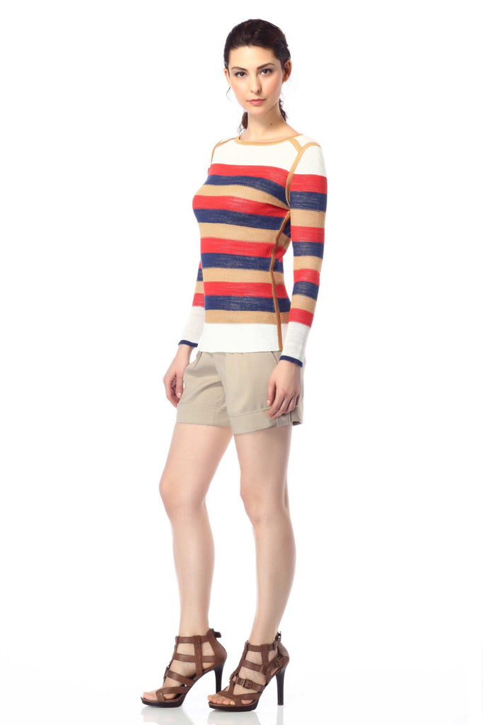Elena Reversible Boat Neck Stripe Pullover S10088_BLUZ_Look1_fr_style1