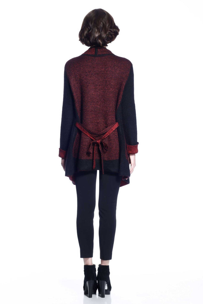 Eleanor Reversible Draped Cardigan - Red/Black S10097_REDZ_Look1_fr_style1