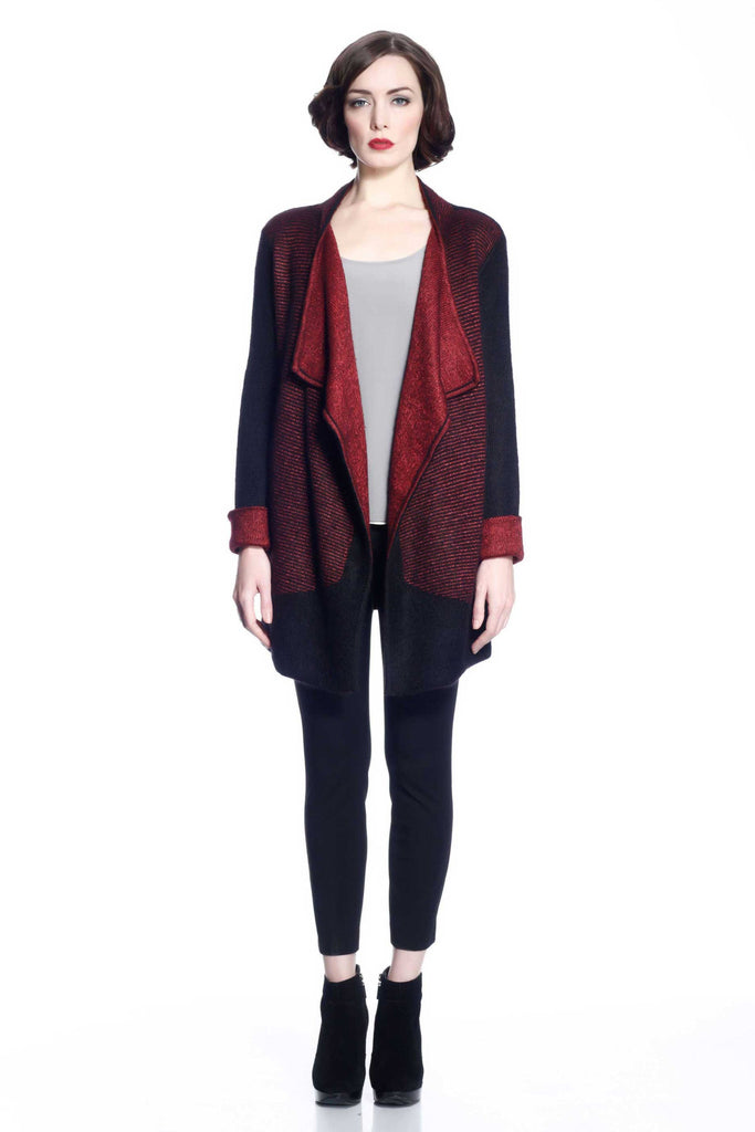 Eleanor Reversible Draped Cardigan - Red/Black S10097_REDZ_Look1_fr_style1