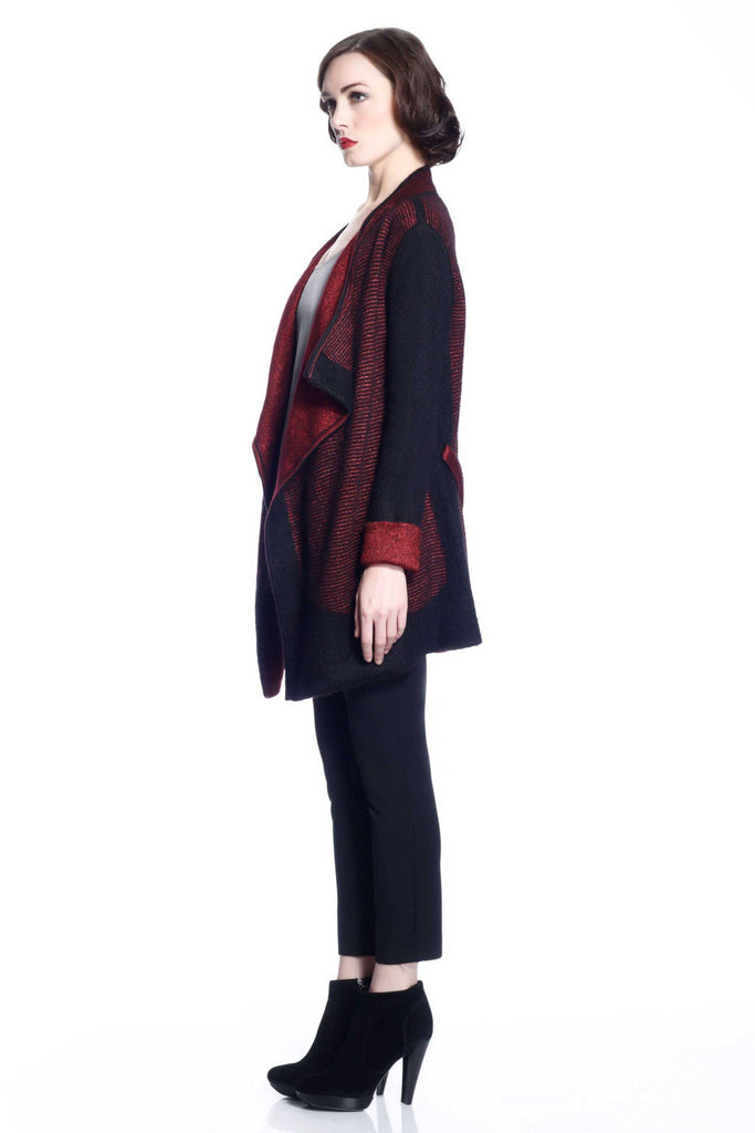 Eleanor Reversible Draped Cardigan - Red/Black S10097_REDZ_Look1_fr_style1