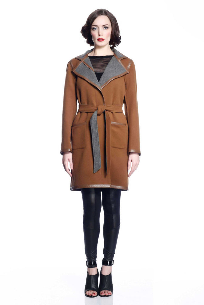 Margaret Reversible Wool/Cashmere Coat - Brown/Grey S10098A_CMLZ_Look1_fr_style1