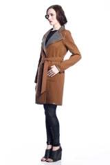 Margaret Reversible Wool/Cashmere Coat - Brown/Grey S10098A_CMLZ_Look1_fr_style1