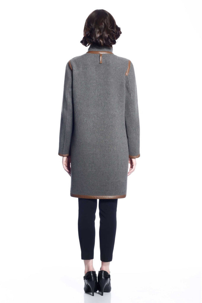 Margaret Reversible Wool/Cashmere Coat - Brown/Grey S10098A_CMLZ_Look2_fr_style2
