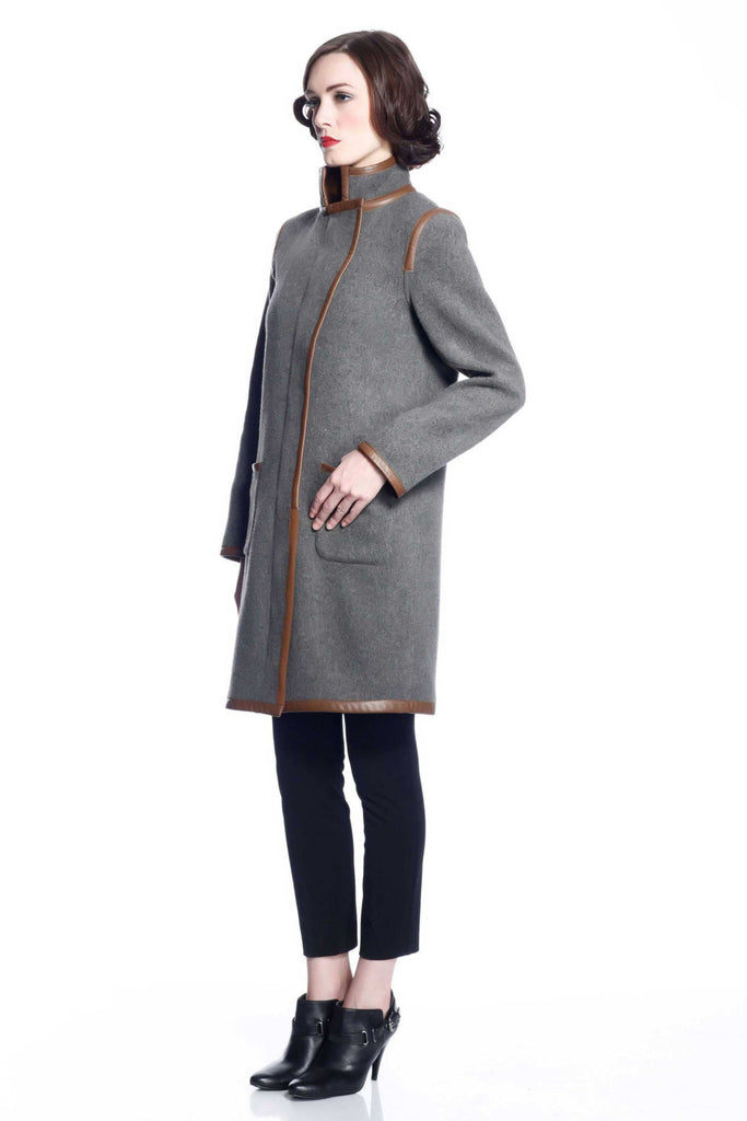 Margaret Reversible Wool/Cashmere Coat - Brown/Grey S10098A_CMLZ_Look2_fr_style2