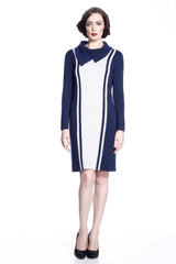 Genevieve Elegant Reversible Dress- Navy/Grey S10099_NVYZ_look1_fr_style1