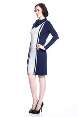 Genevieve Elegant Reversible Dress- Navy/Grey S10099_NVYZ_look1_fr_style1