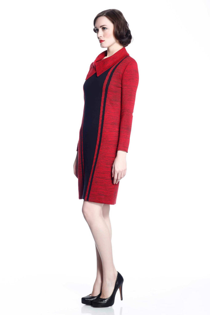 Genevieve Elegant Reversible Dress - Red/Black S10099_REDZ_look1_fr_style1
