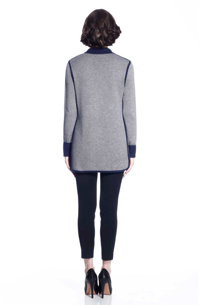 Vivian Reversible Wool Cardigan/jacket - Navy/Grey S10104A_NVYZ_look1_fr_style1