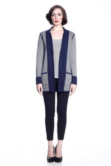 Vivian Reversible Wool Cardigan/jacket - Navy/Grey S10104A_NVYZ_look1_fr_style1