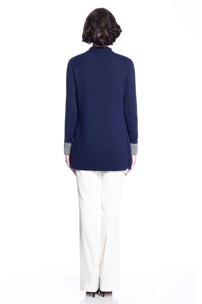 Vivian Reversible Wool Cardigan/jacket - Navy/Grey S10104A_NVYZ_look2_fr_style2