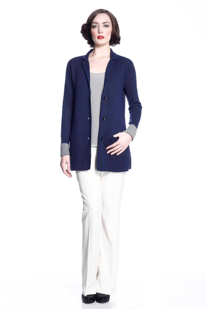 Vivian Reversible Wool Cardigan/jacket - Navy/Grey S10104A_NVYZ_look2_fr_style2