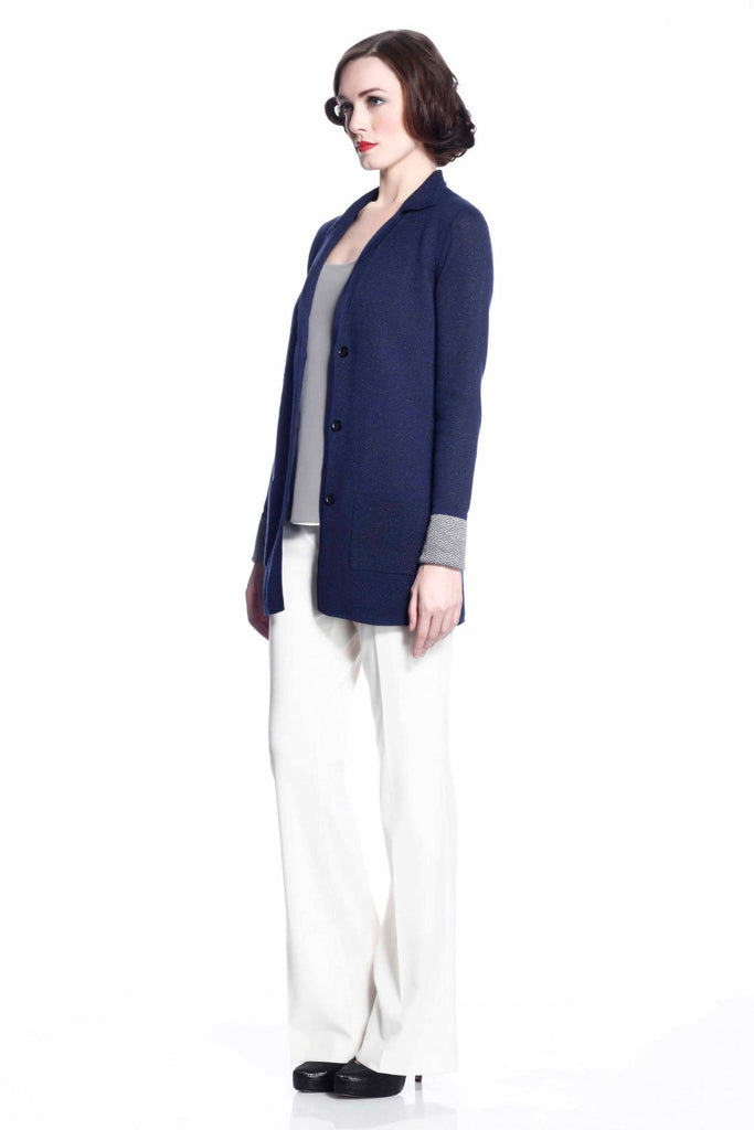 Vivian Reversible Wool Cardigan/jacket - Navy/Grey S10104A_NVYZ_look2_fr_style2