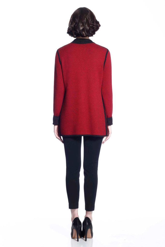 Vivian Reversible Wool Cardigan/Jacket - Black/Red S10104B_REDZ_look1_fr_style1