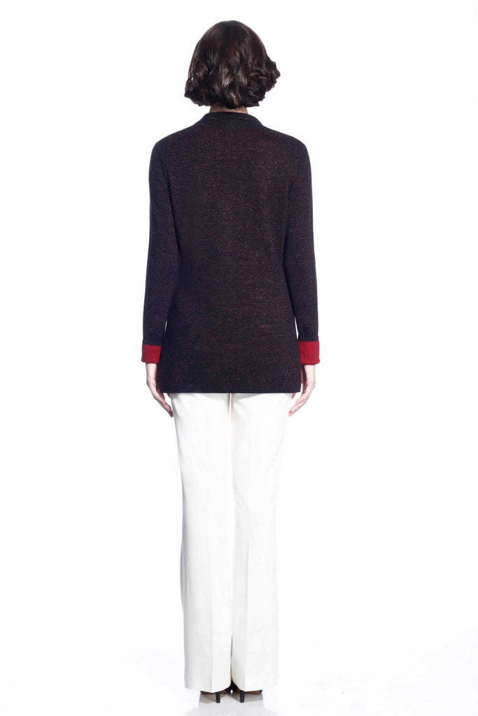 Vivian Reversible Wool Cardigan/Jacket - Black/Red S10104B_REDZ_look2_fr_style2