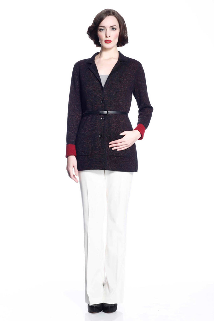 Vivian Reversible Wool Cardigan/Jacket - Black/Red S10104B_REDZ_look2_fr_style2