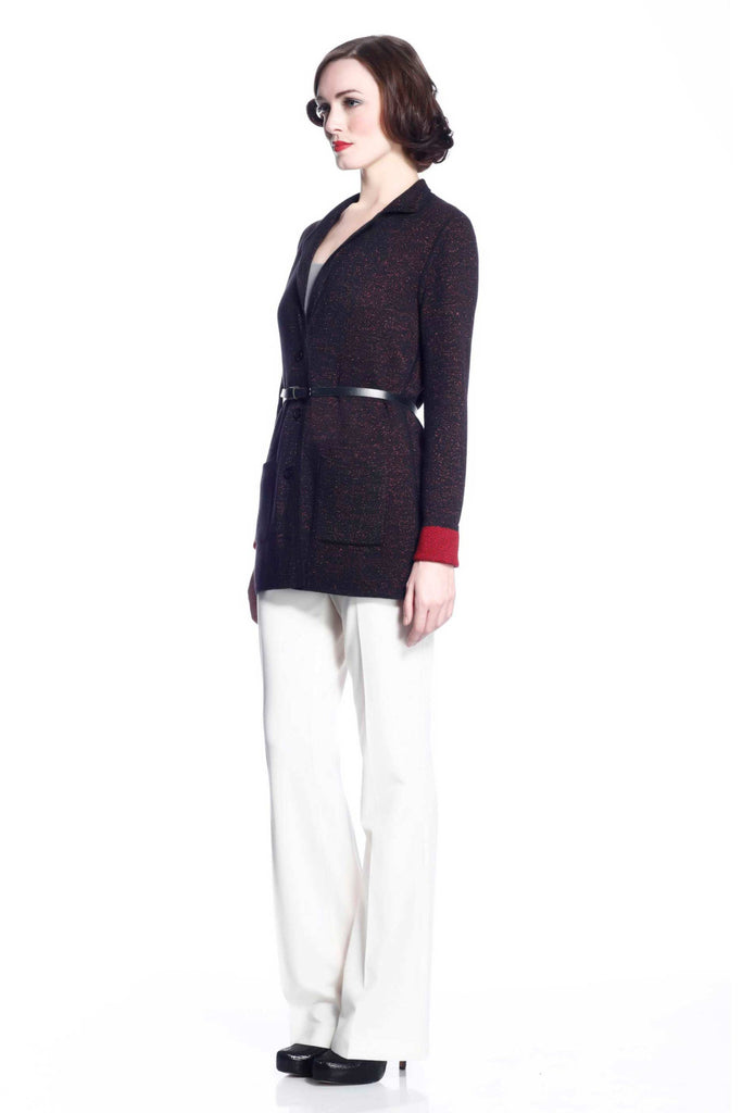 Vivian Reversible Wool Cardigan/Jacket - Black/Red S10104B_REDZ_look2_fr_style2