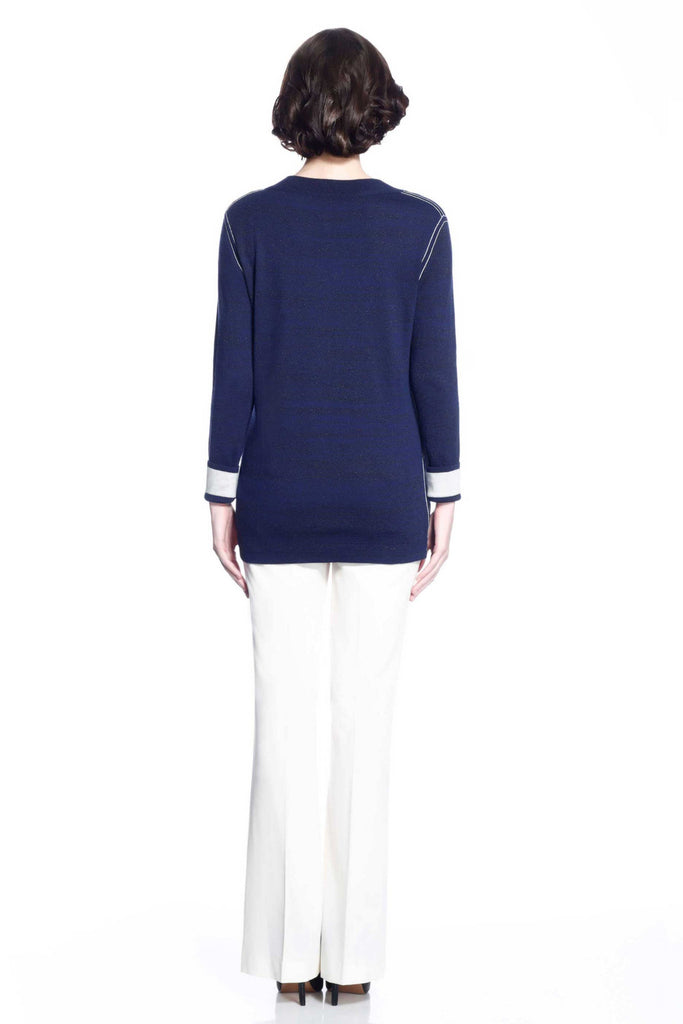 Blanche Reversible V Neck Pullover - Navy S10106A_NVYZ_Look2_fr_style1