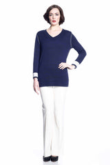 Blanche Reversible V Neck Pullover - Navy S10106A_NVYZ_Look2_fr_style1