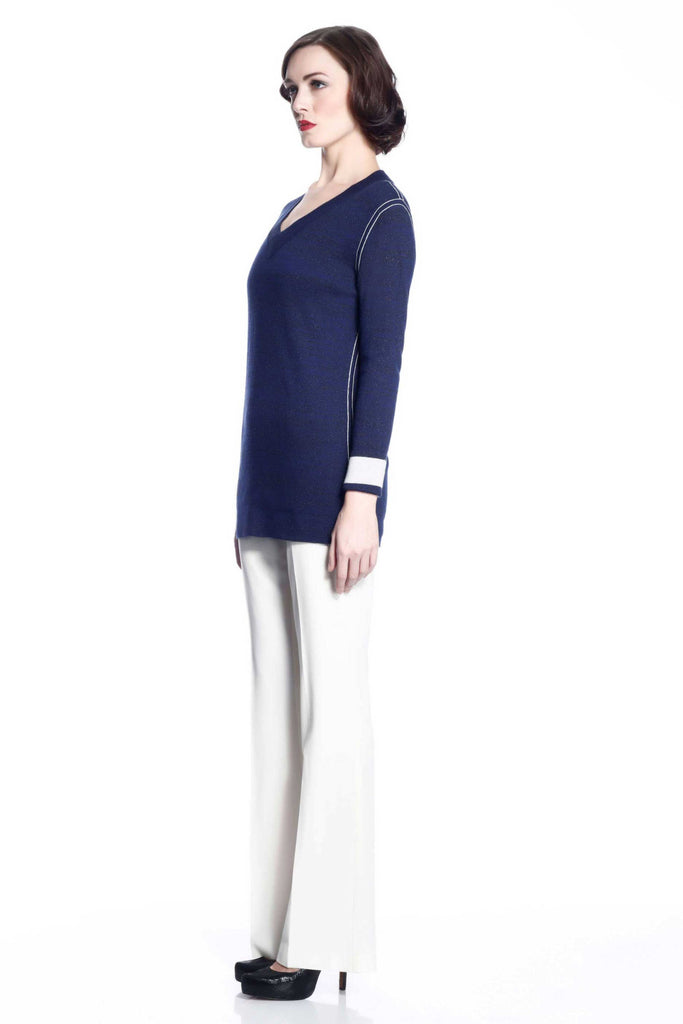Blanche Reversible V Neck Pullover - Navy S10106A_NVYZ_Look2_fr_style1