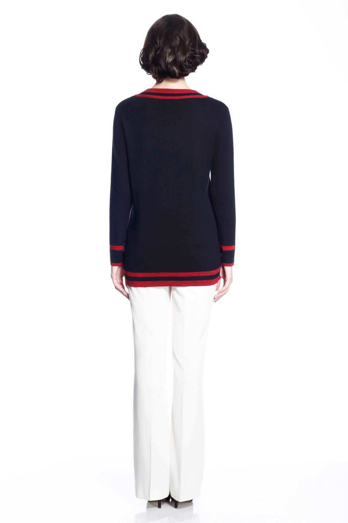 Blanche Reversible V Neck Pullover - Red/Black S10106B_REDZ_Look1_fr_style1