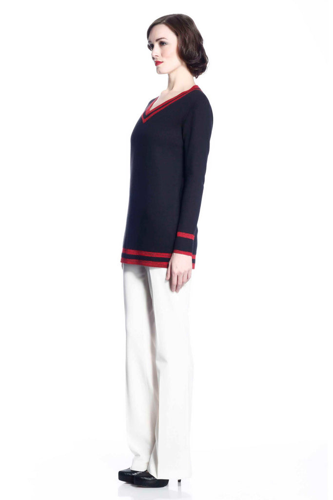 Blanche Reversible V Neck Pullover - Red/Black S10106B_REDZ_Look1_fr_style1