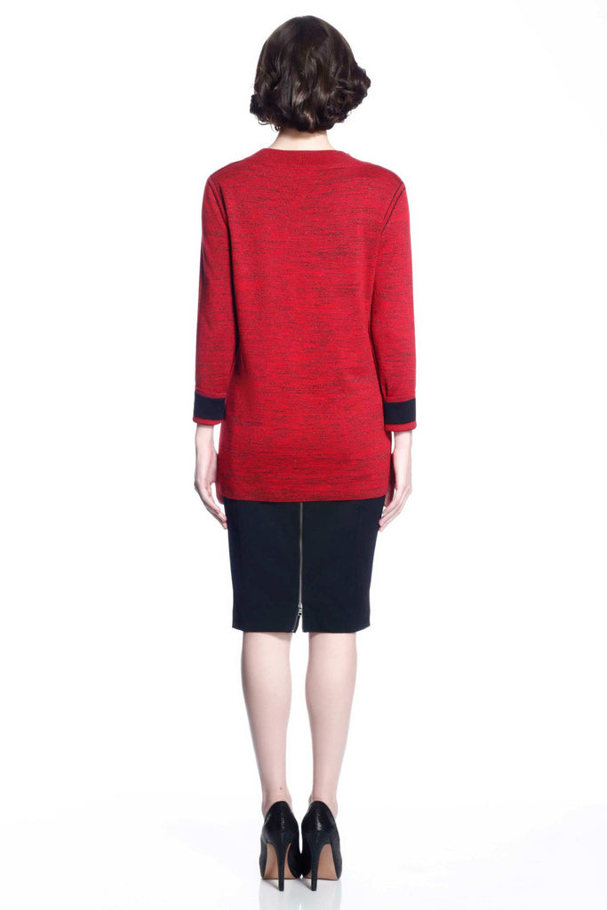 Blanche Reversible V Neck Pullover - Red/Black S10106B_REDZ_Look2_fr_style2
