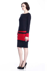 Loretta Long Sleeve Reversible Dress/Pullover - Red/Black S10107_REDZ_look1_fr_style1