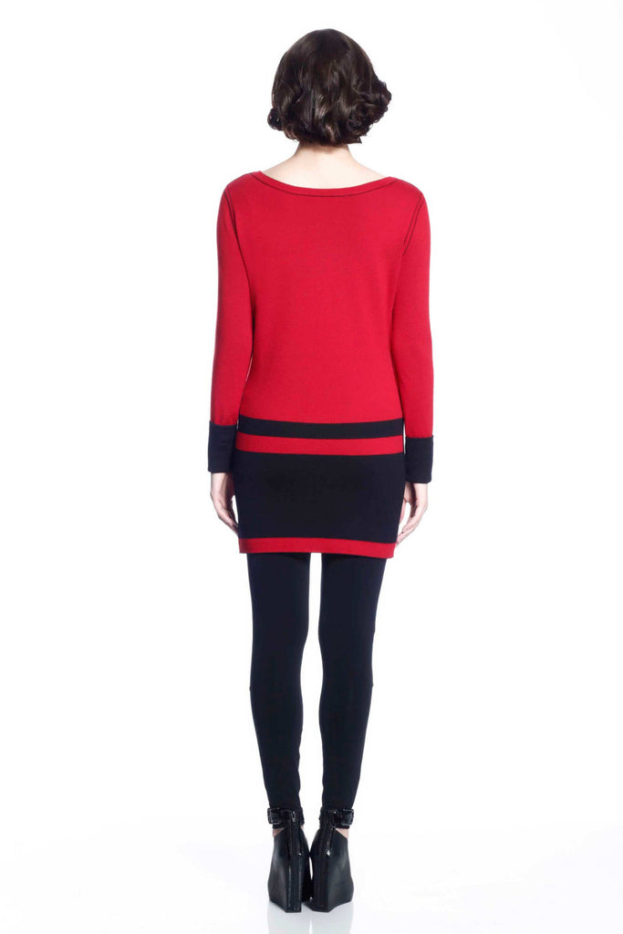 Loretta Long Sleeve Reversible Dress/Pullover - Red/Black S10107_REDZ_look2_fr_style2