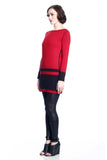 Loretta Long Sleeve Reversible Dress/Pullover - Red/Black S10107_REDZ_look2_fr_style2