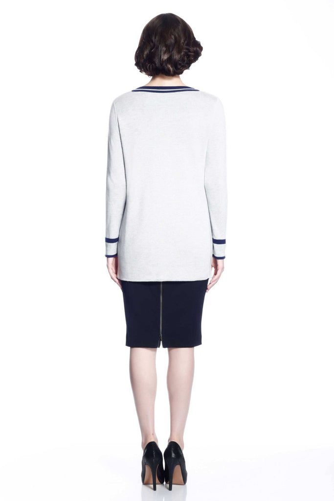 Myrna V-Neck Reversible Cardigan - Navy/Grey S10108A_NVYZ_Look1_fr_style1