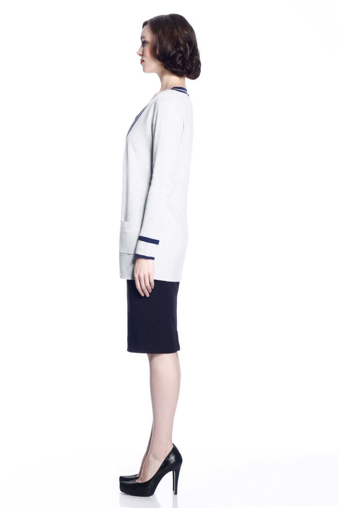 Myrna V-Neck Reversible Cardigan - Navy/Grey S10108A_NVYZ_Look1_fr_style1