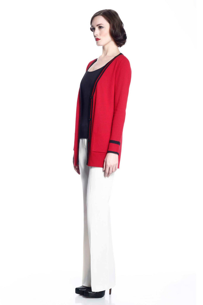 Myrna V-neck Reversible Cardigan - Red/Black S10108A_REDZ_Look1_fr_style1