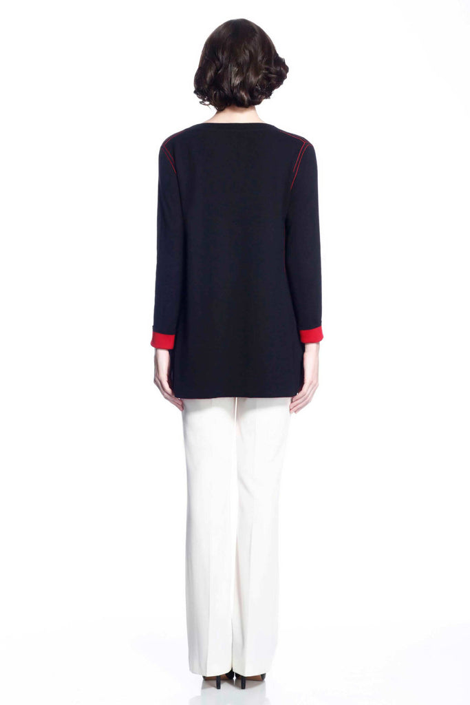 Myrna V-neck Reversible Cardigan - Red/Black S10108A_REDZ_Look2_fr_style2