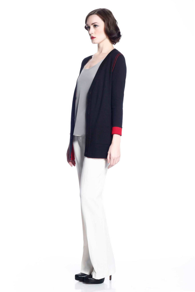 Myrna V-neck Reversible Cardigan - Red/Black S10108A_REDZ_Look2_fr_style2