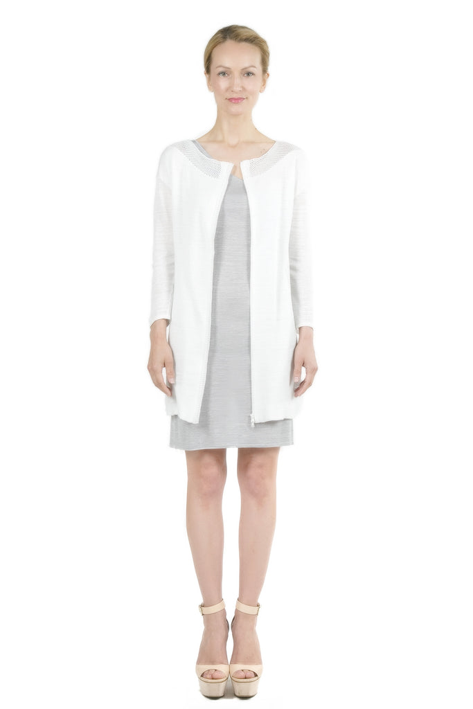 Dorris 3-Way Convertible White Cardigan Dress S10164_WHT0_look1_fr_style1