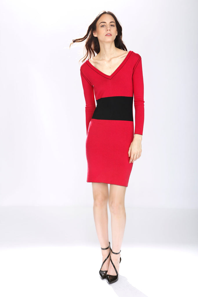 Erin Soft Silk/Cashmere Reversible 4-Way Dress - Red/Black S10181B-Erin-F-01_style1
