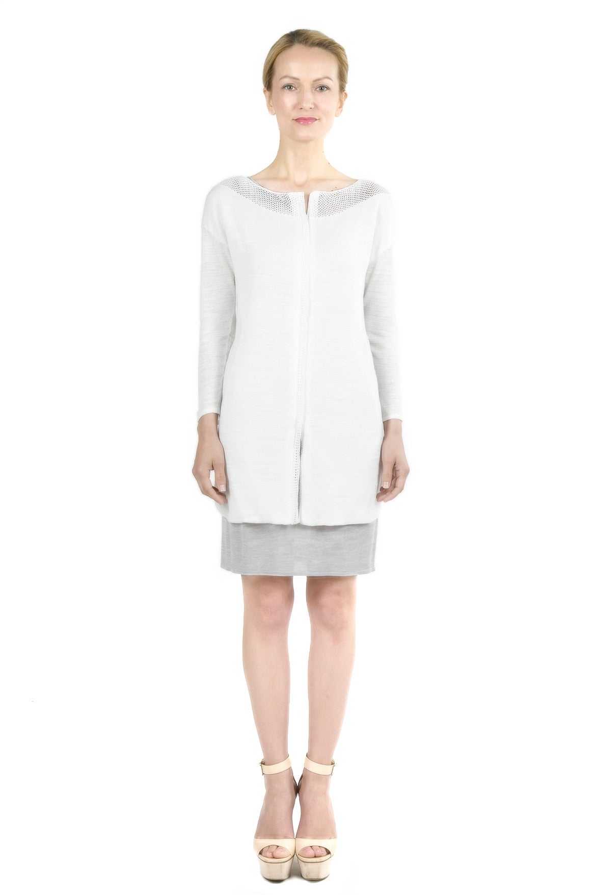 cardigan formal dress Dorris 3-Way Convertible White Cardigan Dress – Jia Collection