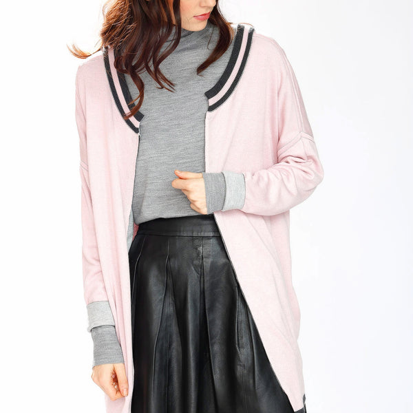 Alex Reversible Silk/cashmere pullover/cardigan - Pink/Grey – Jia